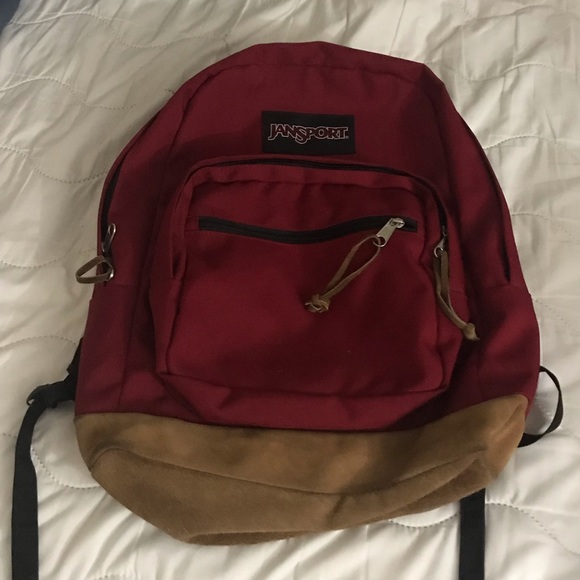 dark red jansport backpack